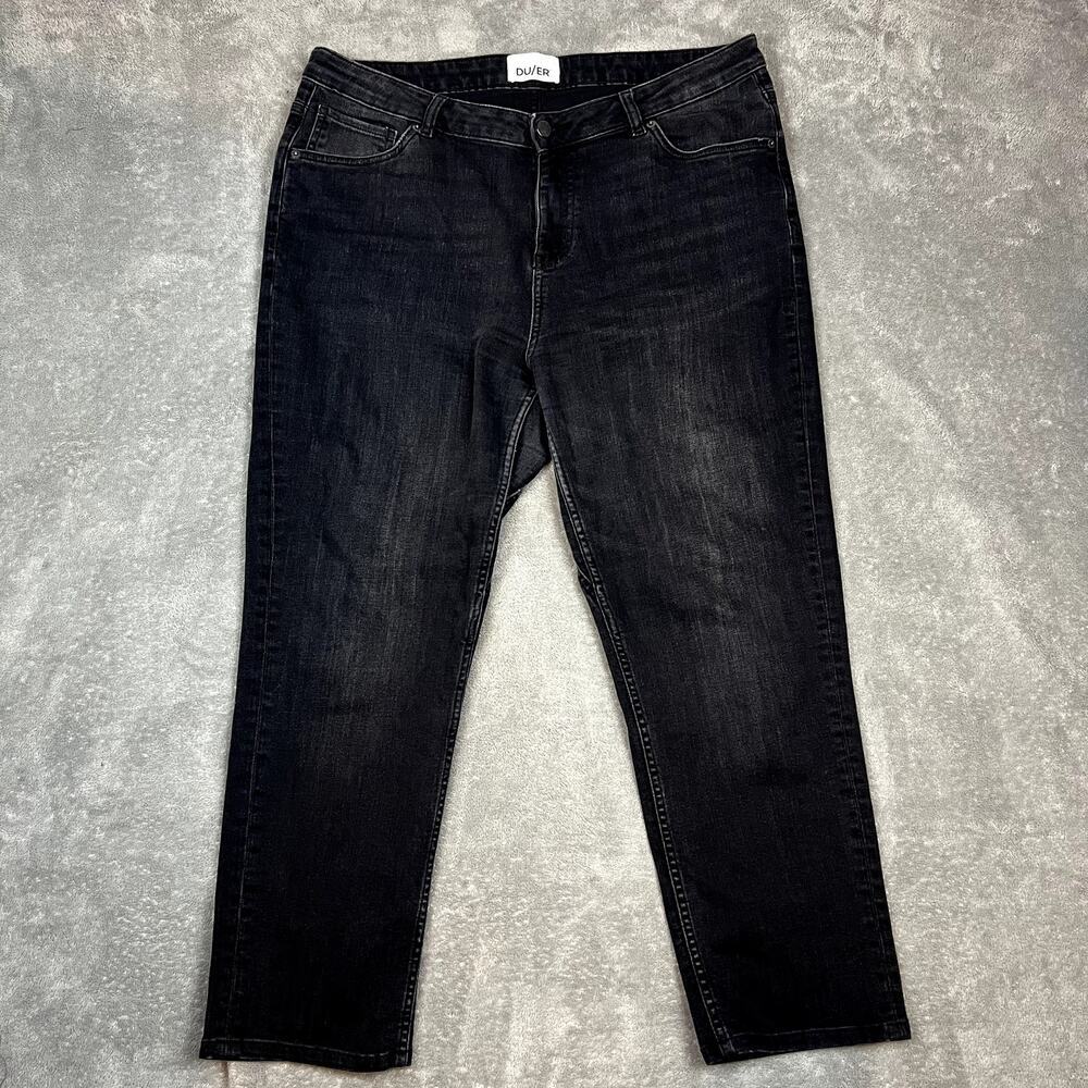 Vintage Du/Er Denim Jeans‎ Womens 34 x 30 Relaxed Fit Girlfriend Black Stretch